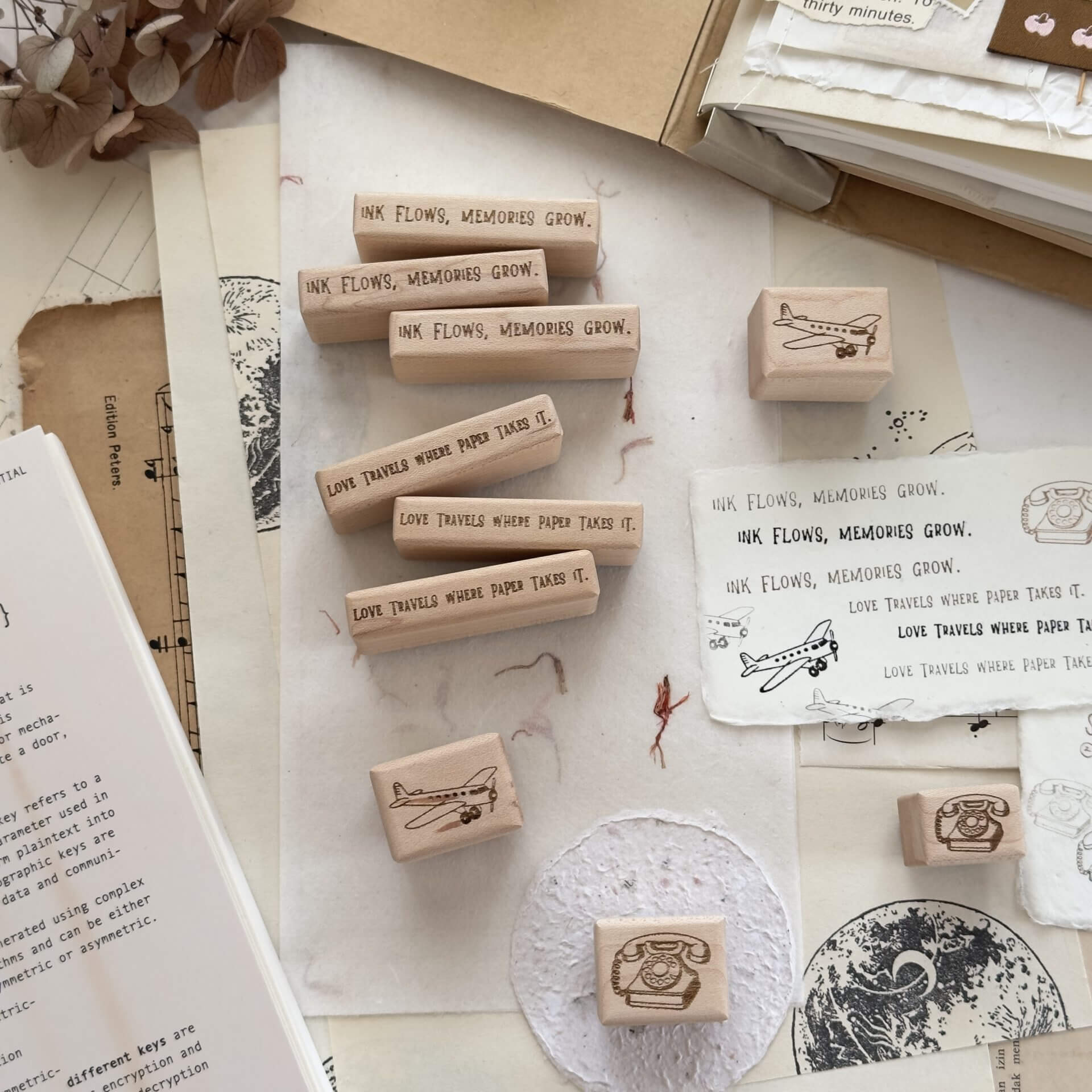 Let Ink Flow & Let Your Stories Travel Rubber Stamp