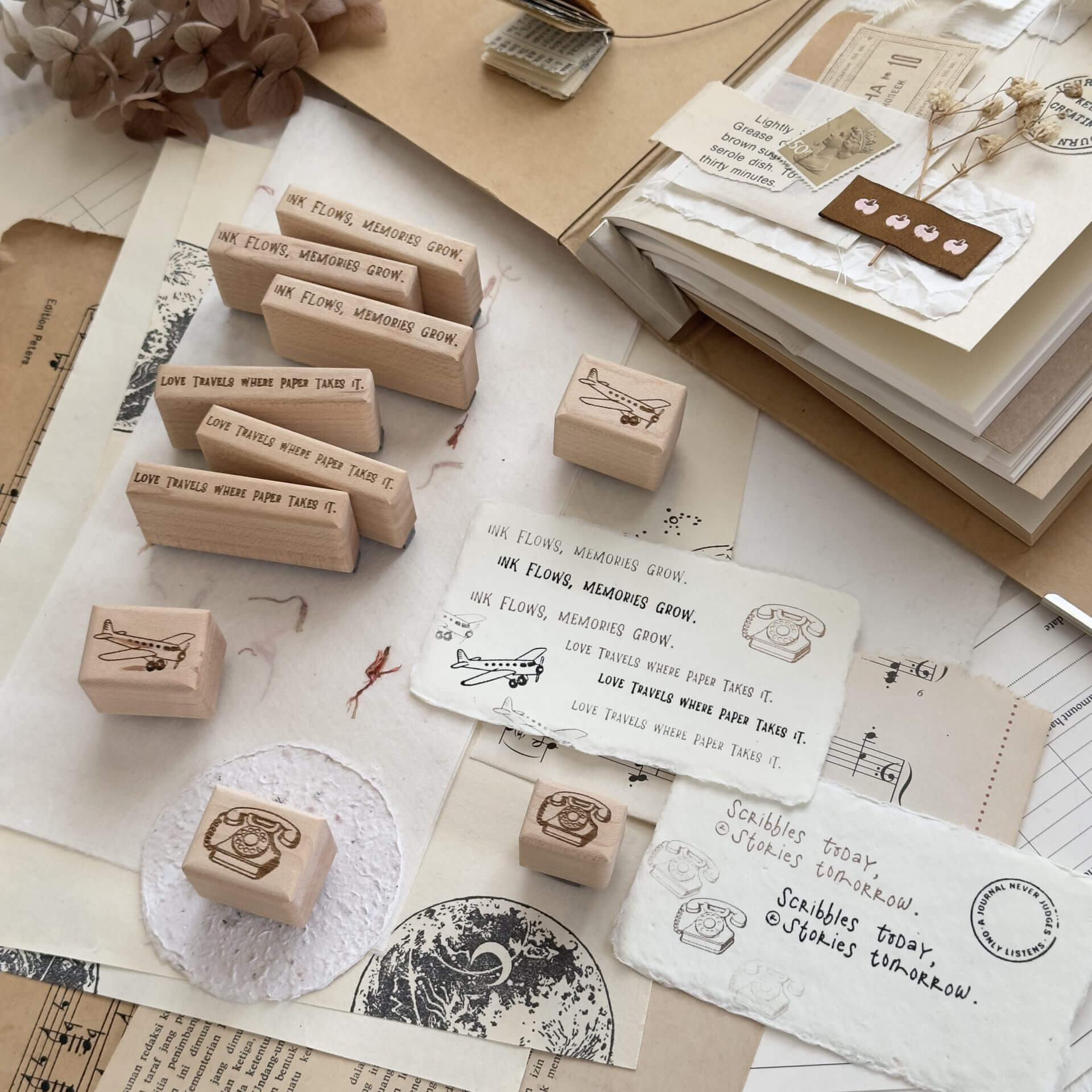 Let Ink Flow & Let Your Stories Travel Rubber Stamp - Image 2